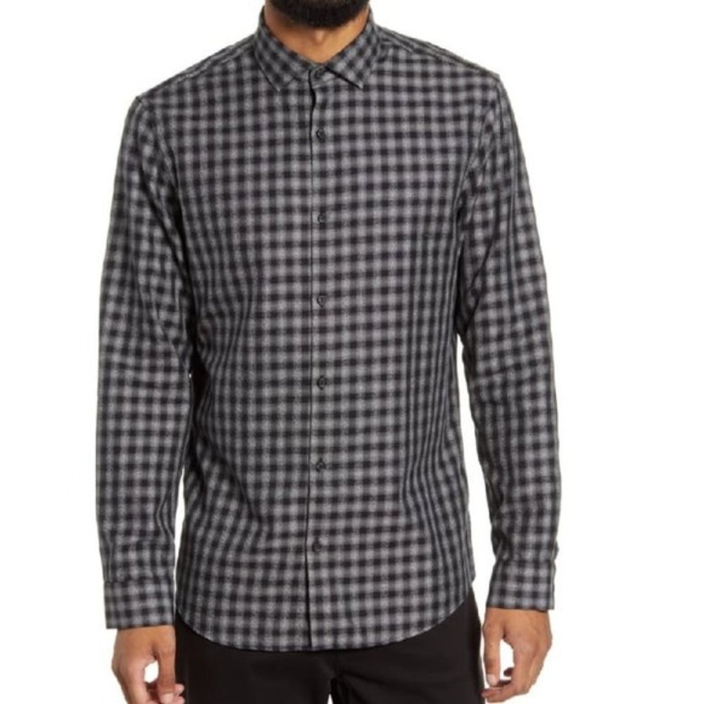 Calibrate Trim Fit Check Flannel Button-Up Shirt